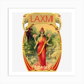 Laxmi Goddess Prosperity Wealth Lotus Gift Art Print