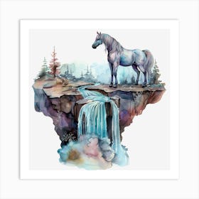 Unicorn And Waterfall Art Print