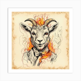 Goat In Flames 28 Art Print