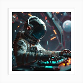 Dj Astronaut In Space Art Print