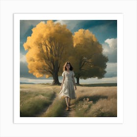 Serenity In Motion Ethereal Fields And Majestic Seascapes Photorealistic Art In Graceful Harmony (3) Art Print