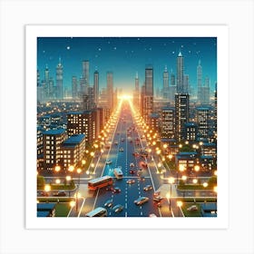 Cityscape At Night Art Print