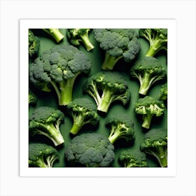 Broccoli On Green Background Art Print