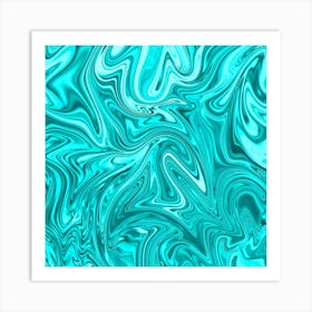 Aqua Liquid Marble Art Print