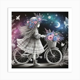 Little Girl On A Bicycle Art Print