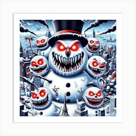 Snowman Invasion  Art Print