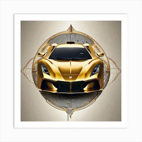 Golden Sports Car 2 Art Print