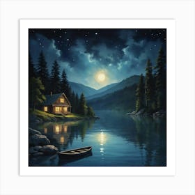 Night On The Lake Art Print 2 Art Print