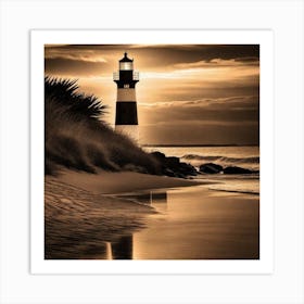 Lighthouse At Sunset 50 Art Print