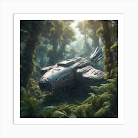 782608 Crashed Spaceship In A Dense Forest, Surrounded By Xl 1024 V1 0 Art Print