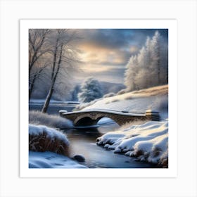 Snowy Bridge Art Print