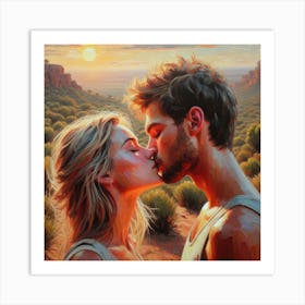 Kissing In The Desert Art Print