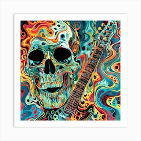 Skull With Guitar Canvas Print Art Print