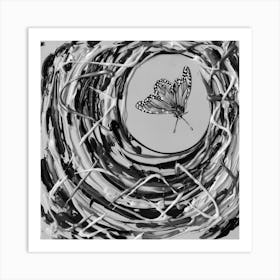 Butterfly 05 / Black & White / 30x30cm Art Print