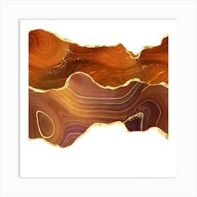 Orange Gold Glitter Agate Texture 05 1 Art Print