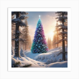 Christmas Tree In The Snow 21 Art Print