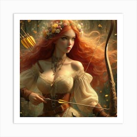 Girl With Bow And Arrow Art Print