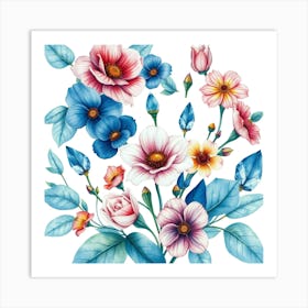 Watercolor Flowers 12 Art Print