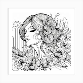 Girl With Flowers 11 Art Print