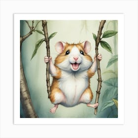 Hamster On A Swing 1 Art Print