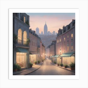 Paris At Dusk City art print Art Print