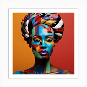 African Woman With Colorful Makeup Art Print