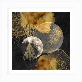 Gold And Black Abstract Painting 3 Art Print