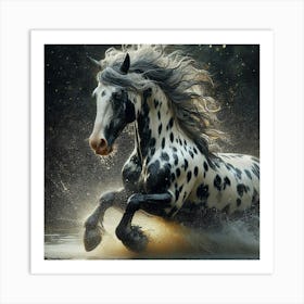 Horse Running In Water 7 Art Print
