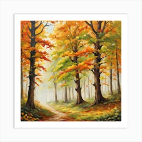 Forest In Autumn In Minimalist Style Square Composition 219 Art Print