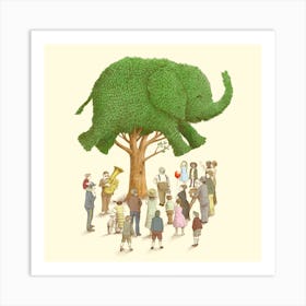 The Elephant Topiary Tree Art Print
