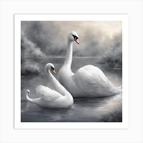 Two Swans Art Print