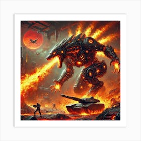 A Sci Fi Themed Scene Showcasing The Fire Wolf Unl Art Print