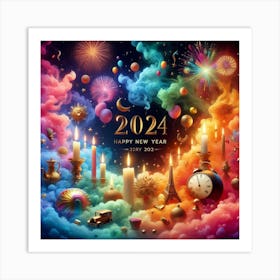 Happy New Year 2024 8 Art Print