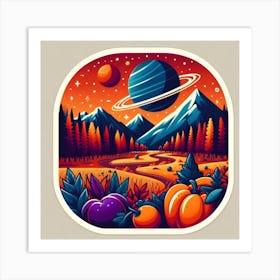 Planets And Pumpkins Art Print