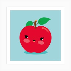 Nursery Kawaii Red Apple Art Print
