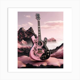 Rhapsody in Pink and Black Guitar Wall Art Collection 13 Art Print