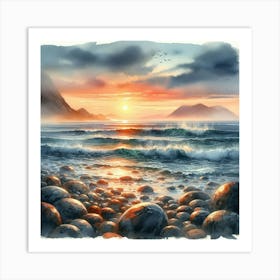 Sunset At The Beach 1 Art Print