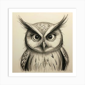 Owl Drawing Art Print