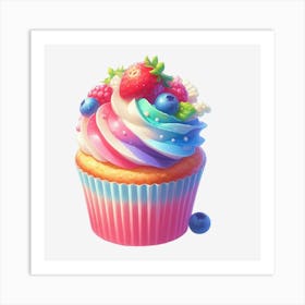 Cupcake With Berries Art Print