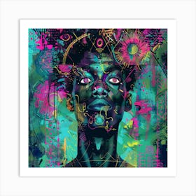 Man With A Rainbow Head Art Print