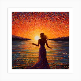 Woman At Sunset 1 Art Print