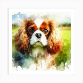 King Charles Spaniel Watercolor Painting Art Print