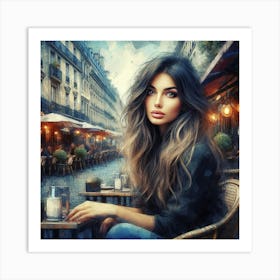 Beautiful Woman In Paris Art Print