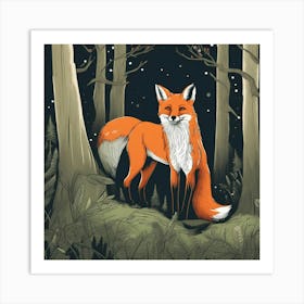 Fox In The Woods 6 Art Print