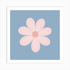 A White And Pink Flower In Minimalist Style Square Composition 412 Art Print