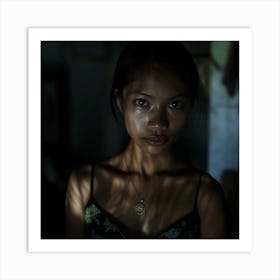 Portrait Of A Woman In The Dark Art Print