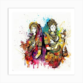 Indian scelpcher water colour Art Print