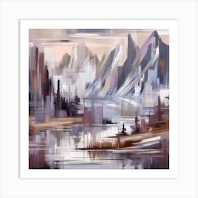 Firefly An Illustration Of A Beautiful Majestic Cinematic Tranquil Mountain Landscape In Neutral Col (5) Art Print