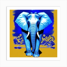 Blue Elephant 5 Art Print