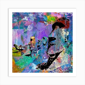 Moai One Square Art Print